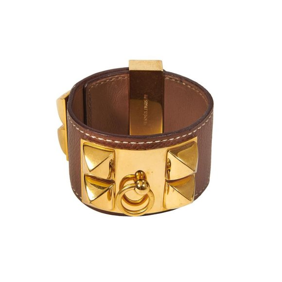 Hermès Collier De Chien Bracelet Epsom Gold Leather With Gold Hardware - Picture 1 of 2